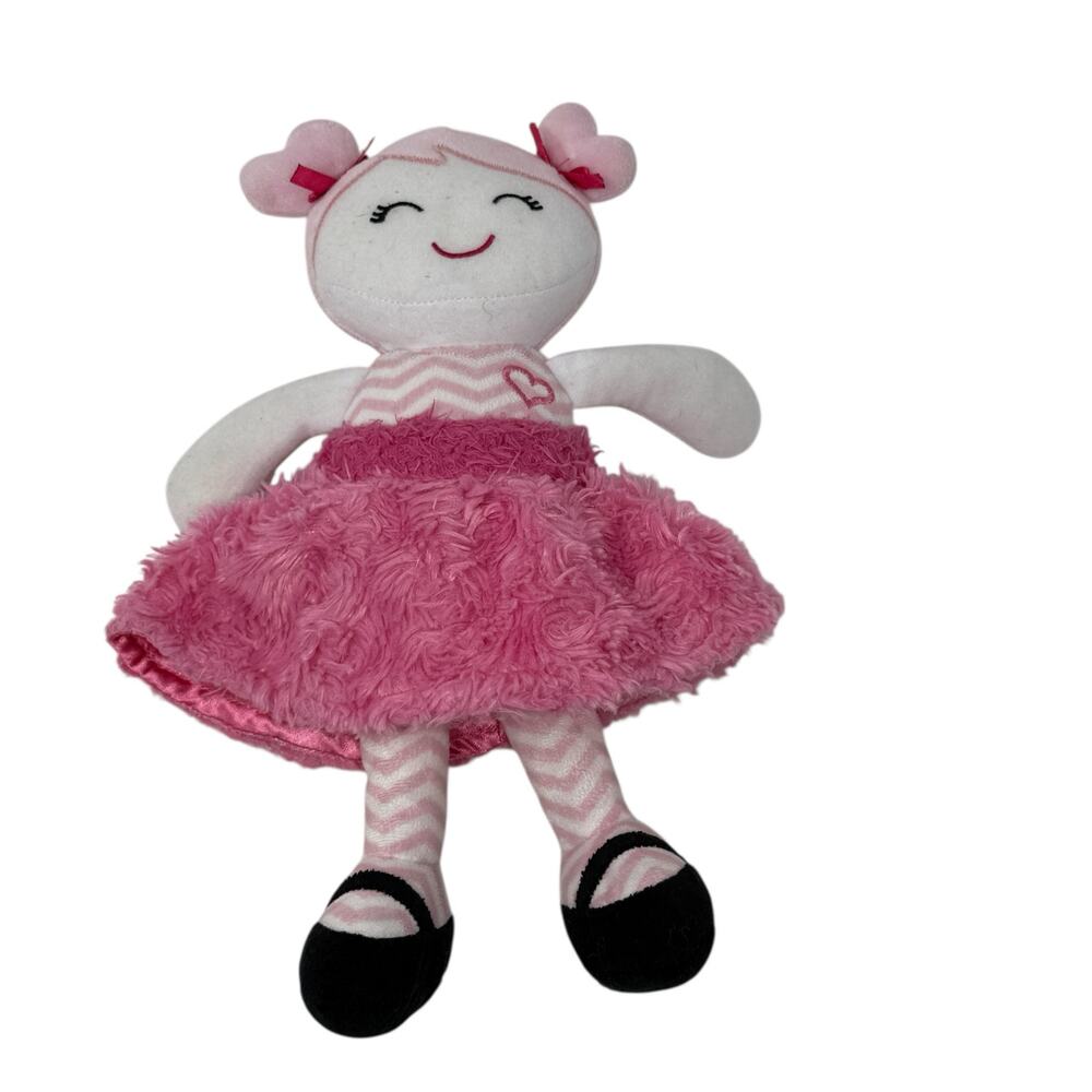 Baby Starters PinkChevron Stripe Marisa Soft Plush Snuggle Buddy Baby Doll 12"